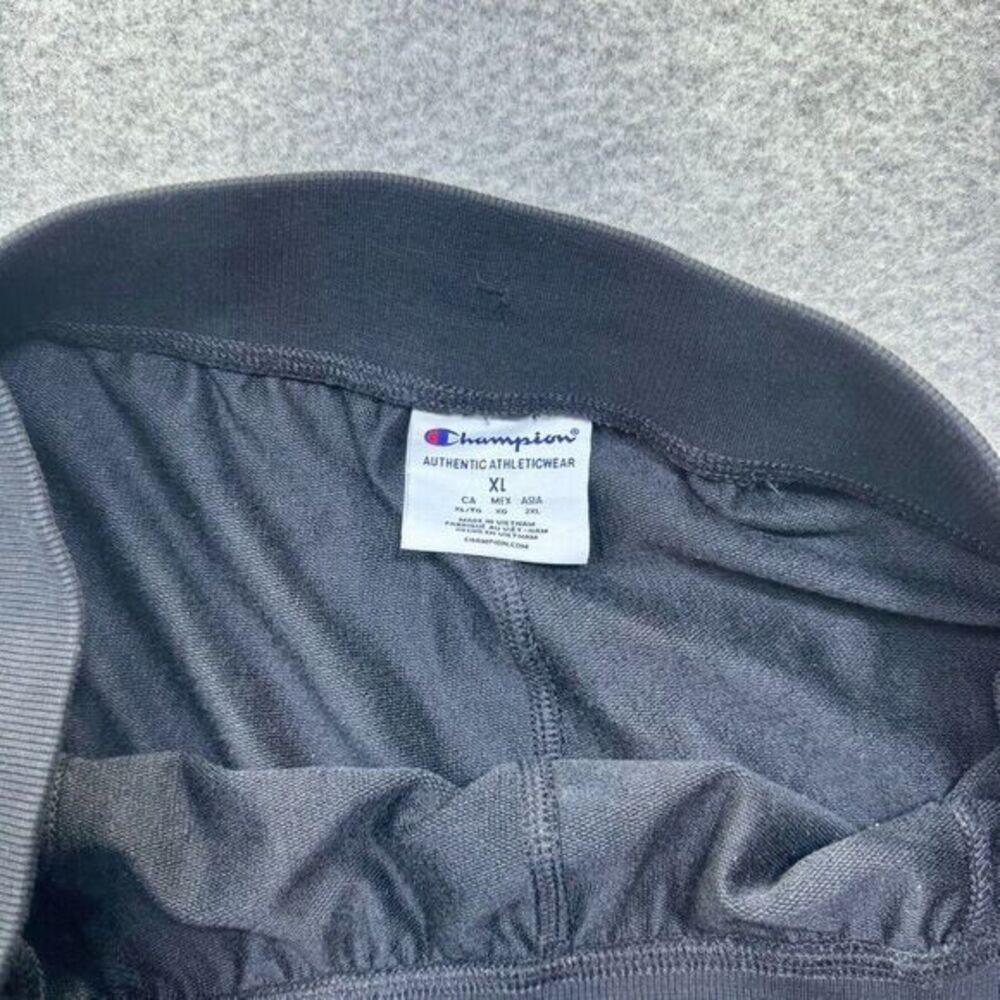 Champion Black Spellout Logo Name Stripe‎ Athletic Pants Men XL  34"-40" Vintage - Picture 5 of 10